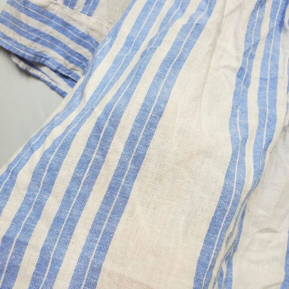 Linen Blend Cottagecore ‎ Top Blue White Stripe Medium - Picture 4 of 10